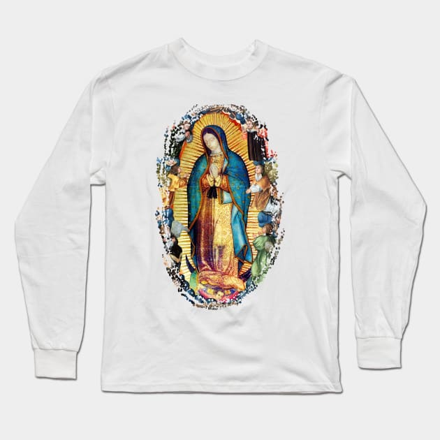 Our Lady of Guadalupe Virgin Mary and Angels Long Sleeve T-Shirt by hispanicworld